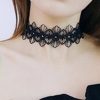 Gotikinė juoda nėrinių vėrinys moterims merginoms boho perlas seksuali nėrinių chokeris pankų tamsus lolita stilius Helovino papuošalai beige