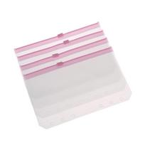 4Pcs A6 6-Hole Binder Pockets Waterproof Pvc Envelopes Zipper Binder Pouches rožinė