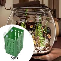 5Pcs Aquarium Plant Holder Aquatic Mesh Net Pots Cups Suction Cup for Landscape žalia