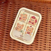 2 porų kontaktinių lęšių dėklas Cartoon Butter Bear Beauty Pupil Storage Box nešiojamas lęšių indelis su pincetu