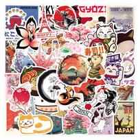 55 japoniški animaciniai grafiti lipdukai lagaminui, nešiojamam kompiuteriui, mobiliajam telefonui dekoruoti black