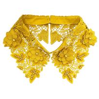 Detachable Blouse False Collar Sweet Lace Flower Fake Collar Hollow Out Embroidery Choker Necklace Half Shirt for Women geltona