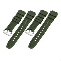 Rubber Wristwatch Band Stainless Steel Buckle for Aq-S800W Aeq-110W Mrw-200H Green Argent