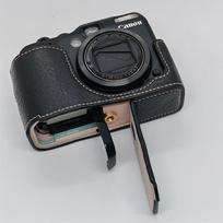 PU odos pusinis fotoaparato dėklas, skirtas Canon PowerShot G12 G11, su baterijos atidarymo pagrindo dangteliu