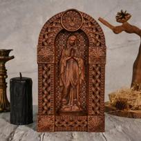 Vintage Solid Wood Carving Virgin Mary Crafts Desktop Ornaments Home Living Decorations high 25cm