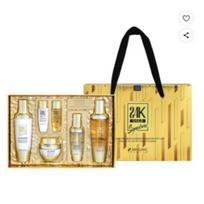 3W CLINIC Premium 24K Gold Signature 5GF Skincare Set 4pcs + Shopping Bag beige