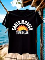 Santa Monica Track Club Tshirt - Athletic Racing Tee with... M white