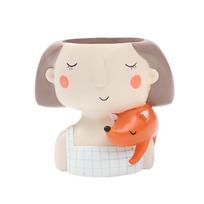 Cartoon Girl Design Resin Plant Flower Pot Succulent Planter Flowerpot Home Decoration(withoutPlant) 1