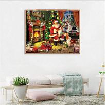 Namų dekoras Deimantinis siuvinėjimas „Pasidaryk pats“ deimantinis dažymas kryžminio dygsnio rinkinys paveikslėlio Kalėdų Senelio tikrinimo sąrašas 20X30CM black
