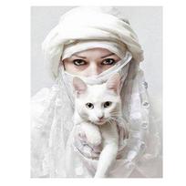 Diamond Painting Embroidery Humans and Animals Series Beauty Full Round Needlework Crafts Sticker 20X30CM white
