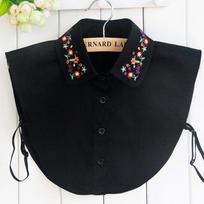 Ladies Women Cotton Detachable Lapel Shirt Fake Collar Floral Embroidered False Blouse Neckwear juoda