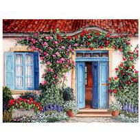 Diamond home sweet home 5D DIY Diamond Painting door flower scenery Embroidery Cross Stitch 20X30CM gray