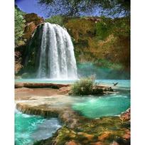 5D Diamond Painting Waterfall Scenery Full Round Diamond Embroidery Cross Stitch 20X30CM white