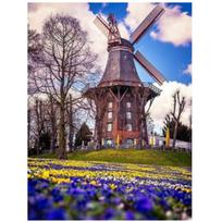 Full 5D Diy Diamond Painting Landscape Windmill Embroidery Cross Stitch Home Decor Handmade Gift 25x30cm gray
