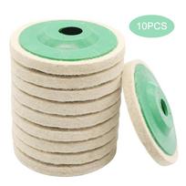 10 vnt 4 colių apvalios vilnos veltinio disko ratų trinkelės, skirtos 100 mm kampiniam šlifuokliui poliruoti 10Pcs beige