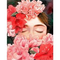 Diamond Painting Full Round Square Red Flower Girl DIY Diamond Embroidery Kids Pictures of Rhinestones Mosaic Craft Kit Full Round 20X30CM