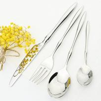 Veidrodiniai vakarienės indai 304 nerūdijančio plieno indų rinkinys apvalia rankena peilis šakutė arbatinis šaukštelis stalo įrankių rinkinys Patry virtuvės sidabro reikmenys 1set/ 4pcs sidabras