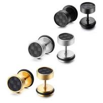 Unisex Barbell Titanium Steel Men Earrings Punk Anti Allergy Piercing Ear Stud Male Fashion Jewelry Best Gifts balta/sidabras
