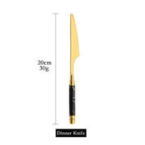 Keramikos juodos rankenos vakarienės stalo indų rinkinys nerūdijančio plieno stalo įrankių rinkinys Auksinis pyrago šakutė Kavos šaukštas peilis indų rinkinys 1Pc Dinner knife auksas/juoda