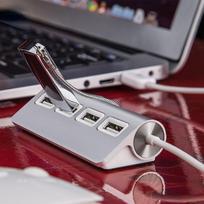 High Speed USB HUB 4 Port USB 2.0 Port Portable  Aluminium USB Splitter Laptop PC Tablet Silver