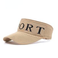 1Pc Elastic Sunscreen Hats Empty Top Sun Visor Hat Baseball Caps Summer Knit Wide Brim Cap UV Protection Hat Men Women Sport Run Hat chaki