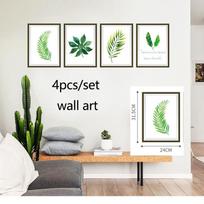 Nauji 4 vnt./rinkinys Žalieji plakatai ir spaudiniai Sienų tapyba Šiaurės šalių dekoratyvinės sienų nuotraukos namų dekoravimui white