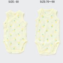 UNIQLO BN Joy Of Print Cotton Mesh Inner Bodysuit Sleeveless Pineapple Cyber Yellow/70cm beige