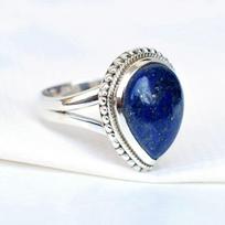 Lapis lazuli brangakmenio žiedas 925 prabos sidabras rankų darbo papuošalai masyvus žiedas moterims dovana ypatingoms progoms - apie 5,1 g 5 blue