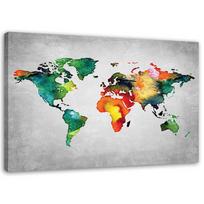Canvas print Colourful World Map 60x40 įvairiaspalvis