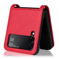 Madingas kortelių skyriaus sulankstomo telefono krepšys dėklas Samsung Galaxy Z Flip 4 5g Flip3 Flip4 Flip 3 Zflip4 Apsaugos nuo prakaito matinis dangtelis for Samsung Z Flip 4 raudona
