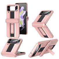 Magnetic Supercar For Samsung Galaxy Z Flip 4 Case Armor Holder Hinge Bracket Stand Protection Cover Case & Holder rožinė
