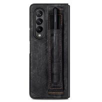 Plonas lengvas apyrankės sulankstomas odinis dėklas, skirtas Samsung Galaxy Z Fold 4 5g Fold4 Fold3 Fold 3 Smūgiams atsparūs apsauginiai dėklai for Samsung Z Fold 4 juoda