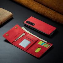 Kortelės kišeninis stovas, odinis Funda dėklas, skirtas Samsung Galaxy Z Fold 4 5g sulankstomas 4 sulankstomas 3 sulankstomas 3 piniginės dangtelis be pirštų atspaudų for samsung z fold 3 raudona