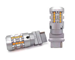 2vnt LED lemputė 3156 P27W 12-24V be klaidų Oranžinė 100% CAN