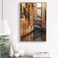 Venecijos sienų menas Retro vandens pastatas Plakatas Drobė Meno tapyba Šiuolaikinės apdailos sienos paveikslas svetainei 21cm×30cm NoFrame