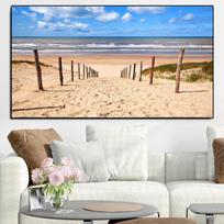 Peizažas Paplūdimys Drobės Tapyba Vandenyno Jūros Kelias Medinis Tiltas Plakatai ir Spaudiniai Cuadros Svetainės Sienų Apdailai Be rėmelio 21cm×30cm NoFrame beige