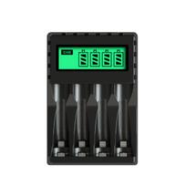 4 lizdų baterija 1,2 V AA AAA nepriklausomas įkrovimas naudojant LCD išmanųjį individualų ekrano įkroviklį Mikrofono baterijos USB Plug juoda
