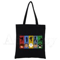 Avatar The Last Airbender Shopping Bag Print Original Design White Unisex Fashion Travel Canvas Bags Black 24*26cm black