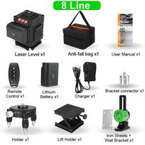 4D 8/12/16 linijos Lazerinis nivelyras žalia šviesa Automatinis savaime išsilyginantis 360 lazeriniai nivelyrai Horizontalus vertikalus kryžminis nuotolinio valdymo pultas viduje ir lauke 8Lines