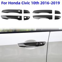 8 vnt. Anglies pluošto automobilio durų rankenėlės dangtelis Apsauginė nuo įbrėžimų juostelė Durų rankenėlės apdailos dangtelis Honda Civic 10-ajai kartai black