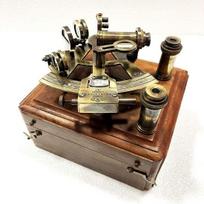 Jūrinis Sextant dvigubas teleskopas jūrų astrolabės laivo instrumentai su medine dėže