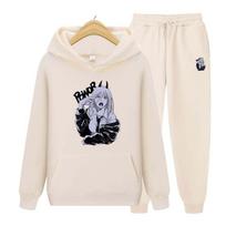 Moteriški Vyriški Hoodie Drabužiai Vyriški bėgimo komplektai Sportinė apranga Jogger Vyriškas sportinis kostiumas Žieminis Anime Spausdinti Kostiumas Sportinis Madingas Sportinis kostiumas S white
