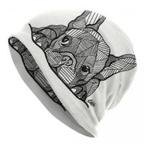 Prancūzų buldogas šuniukas Veido kaukolės Pupytės Kepurės Mada Žiema Šilta Unisex Moterys Megzta kepurė Unisex Suaugusiųjų Prancūzė Bonnet Kepurės Beanies Hat