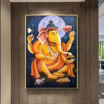 Abstract Elephant God Oil Painting Hindu Hindu Poster Living Room Decoration Wall 21cm×30cm NoFrame