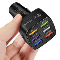 75w USB automobilinis įkroviklis cigarečių žiebtuvėliui 6 jungčių USB įkroviklis iPhone 13 12 Pro Samsung Xiaomi nešiojamas mobiliojo telefono įkroviklis juoda