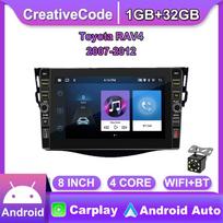 8 colių automobilinis Android radijas skirtas Toyota RAV4 2007-2012 su mygtuko rankenėle 2din multimedijos stereo vaizdo grotuvas WIFI GPS Carplay 2+32GB 1+32GB gray