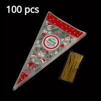100 pcs Triangle bag Christmas cream piping bag six printed candy gift triangle bag 100 pcs gray