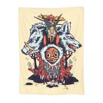 Princesės Mononoke Hime pliušinė koralų vilnos antklodė pavasariui/rudeniui itin minkšta antklodė, skirta sofai lauko patalynei. 75x100cm 30x40in black