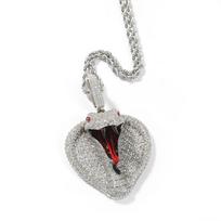 European and American New Products Cobra Hip Hop Pendant Copper Inlaid Zircon Cartoon Ins Personality Men and Women Fashion Pendant beige