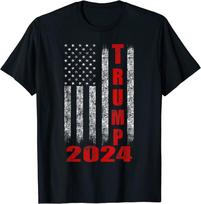 Amerikos vėliavos dizaino Trump 2024 unisex marškinėliai S gray